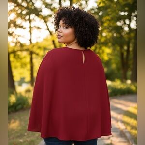 NEW•L-1X• Sugared + Bronzed Melanie Merlot Cape Coat Top